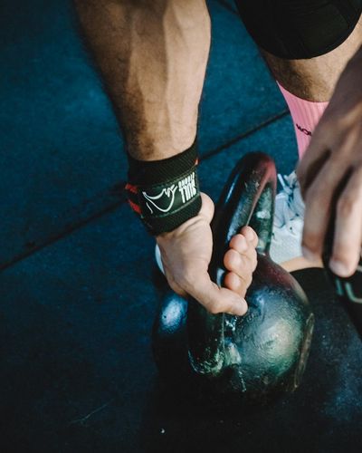 Close up of strong hand grip during exercise
